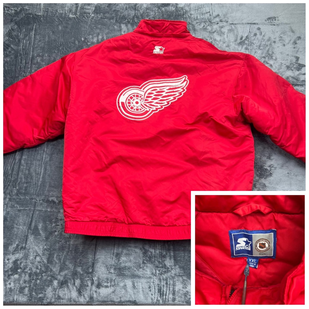 Vintage Starter Detroit Red Wings Puffer Jacket Coat Men's NHL Hockey XXL 2XL
